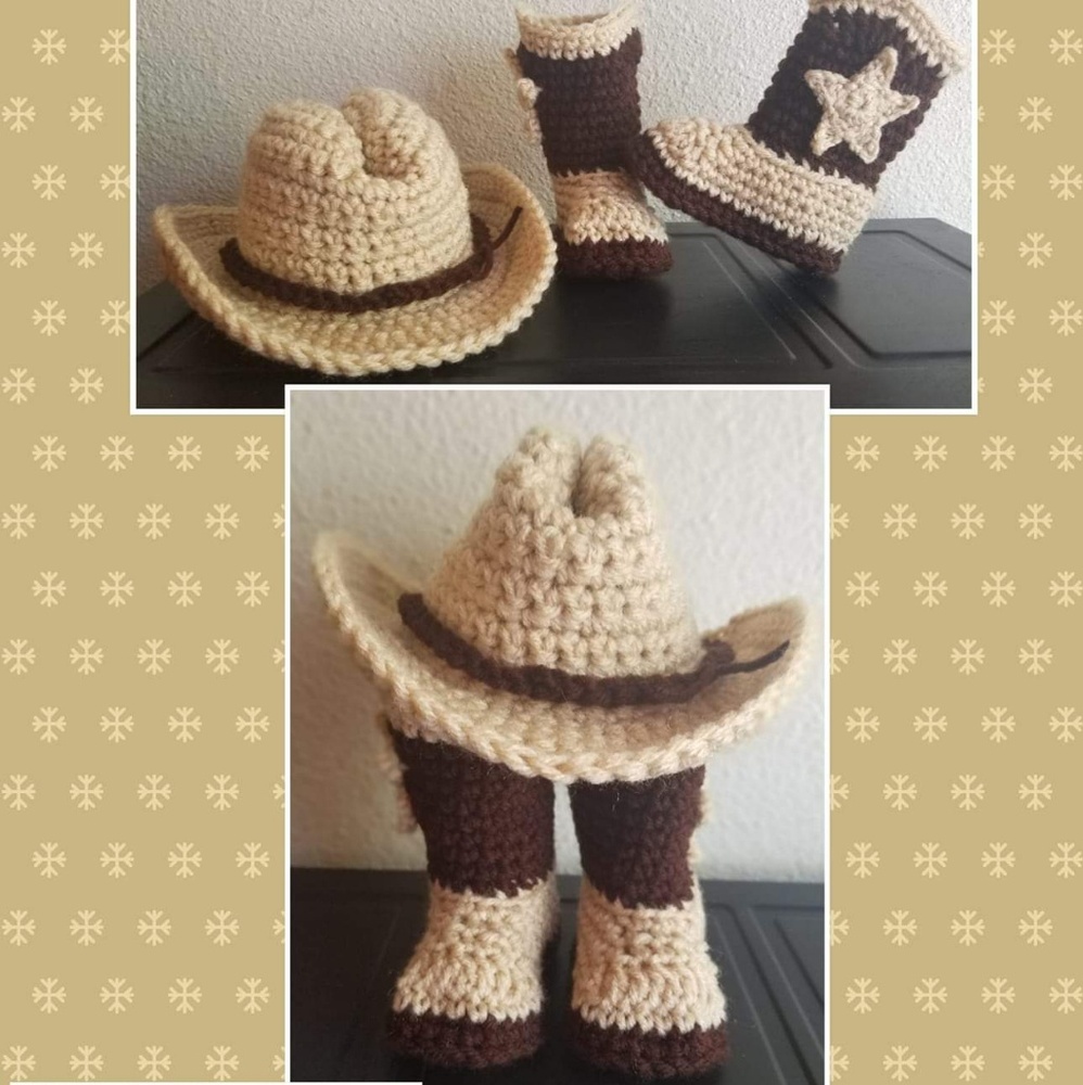 Crochet newborn cowboy hat and boots